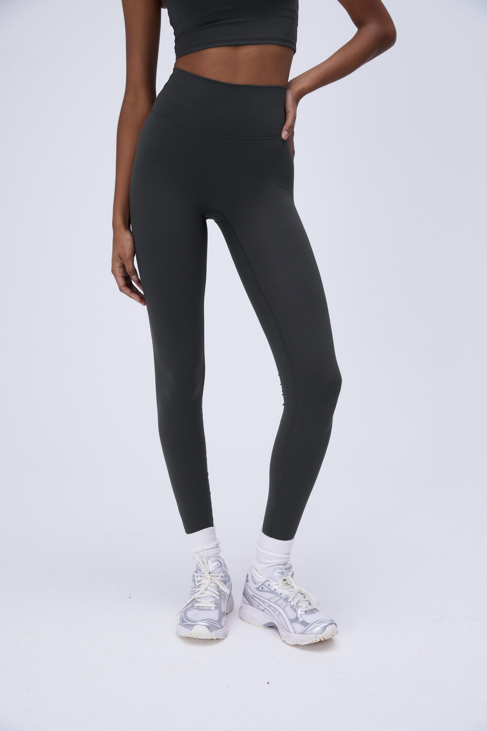 Premium High-Waisted Yoga Leggings for Women - Graphite Grey - Moisture-Wicking & Tummy Control - Perfect for Workouts, Running & Lounge Wear