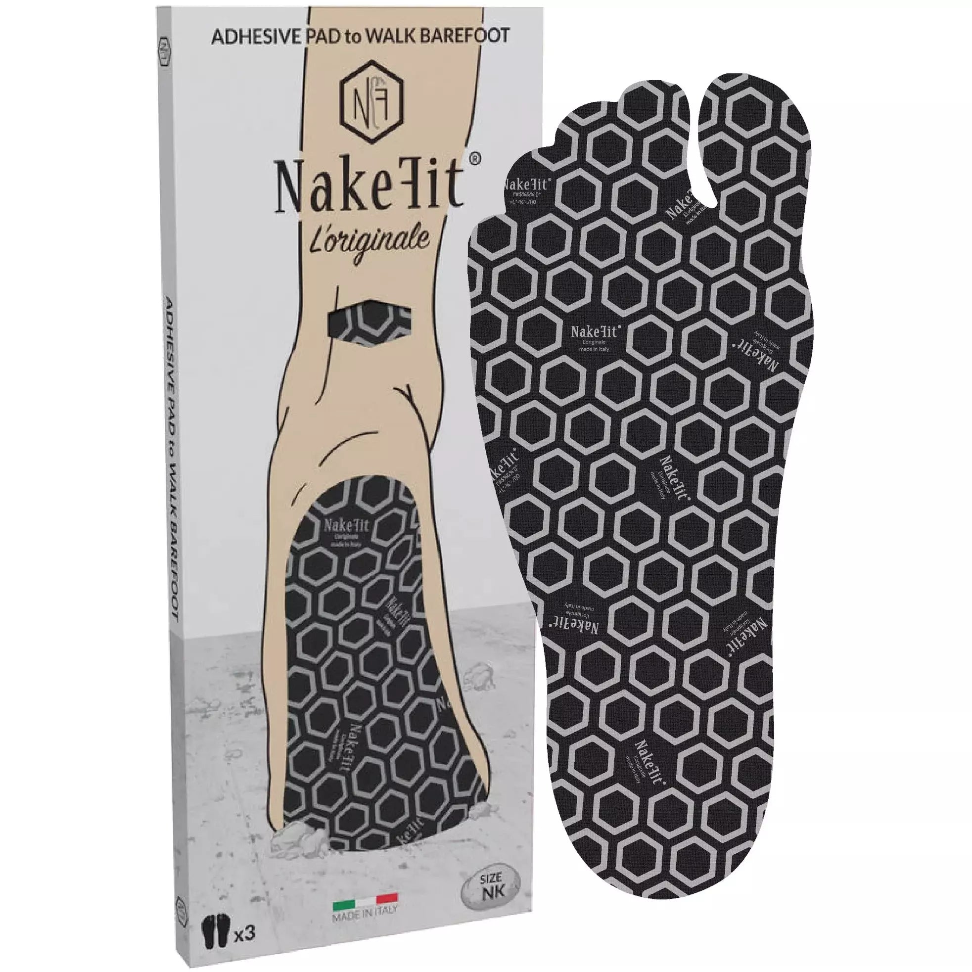 NAKEFIT Adhesive Soles - 3 Pairs/Pack - Invisible Barefoot Shoe Pads for Sandals & Flip Flops - Comfortable & Disposable Foot Cushions for Beach, Pool, and Summer Activities