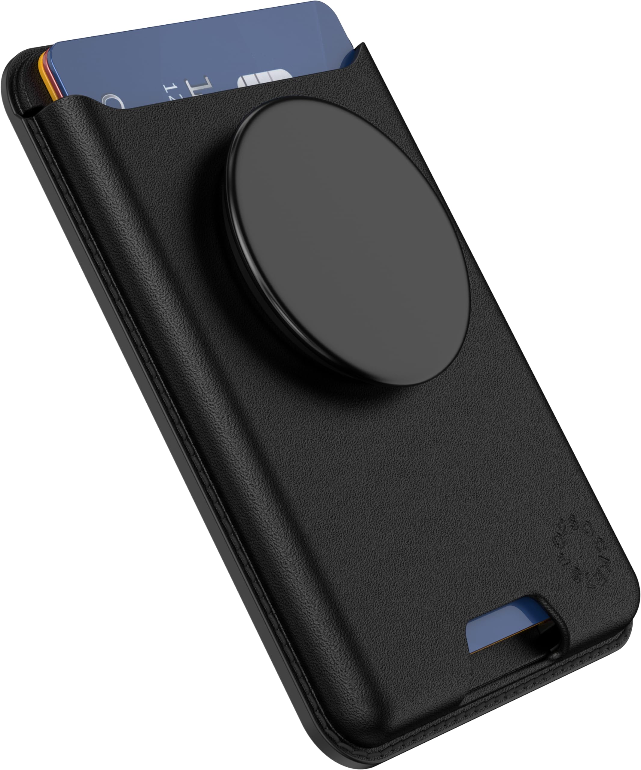 PopSockets Softgoods Phone Wallet with Expanding Grip & MagSafe Adapter Ring - Slim Card Holder for iPhone, Wireless Charging Compatible, Secure Magnetic Attachment (Black) - Perfect for Travel, Commuting & Hands-Free Use