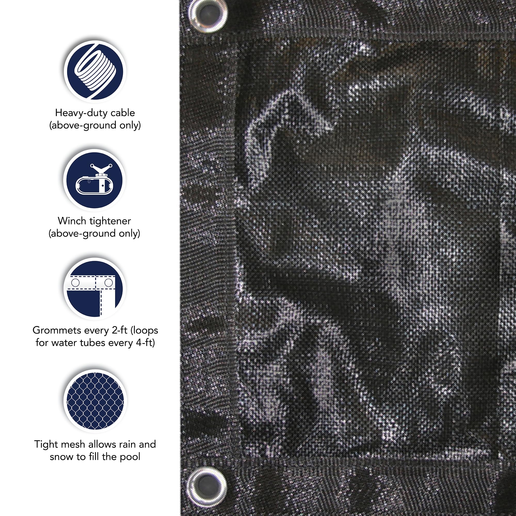 Blue Wave BWC676 30ft x 60ft Heavy Duty Rectangular In-Ground Pool Winter Cover - Durable Mesh Design for Snow & Debris Protection - Perfect for Large Backyard Pools