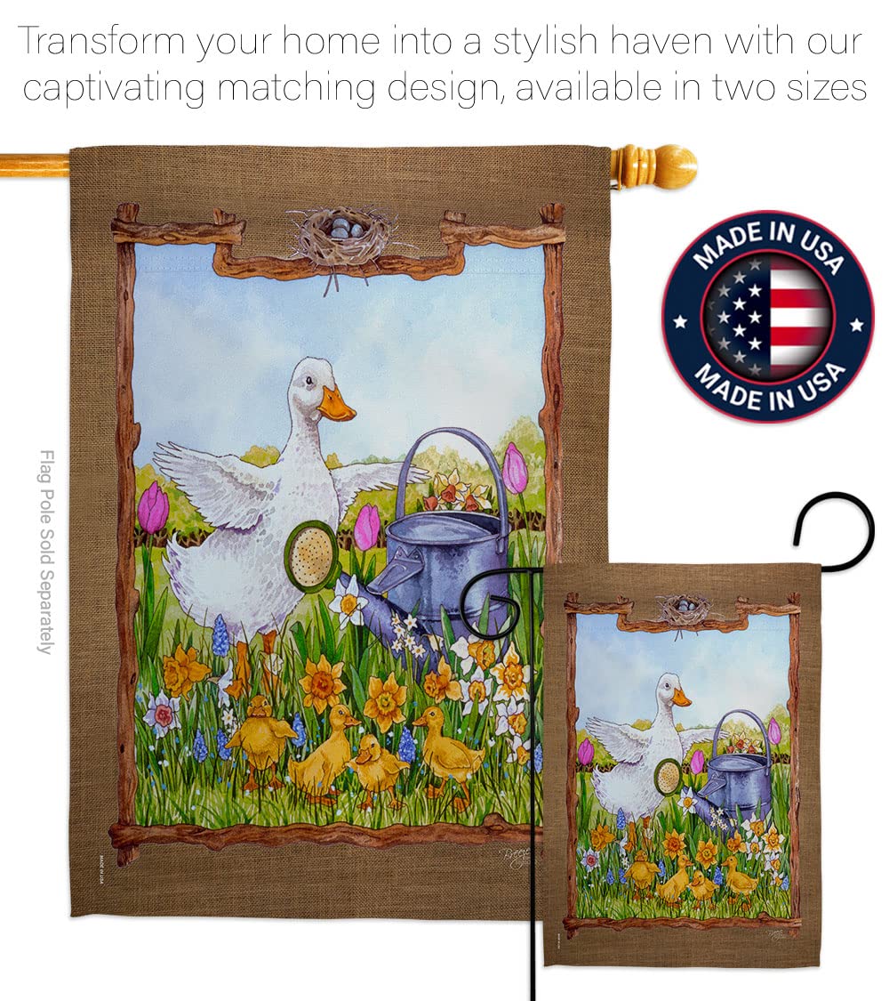 Duck & Duckies Garden Flag Set - 28x40 Inch Vertical Decor for Outdoor