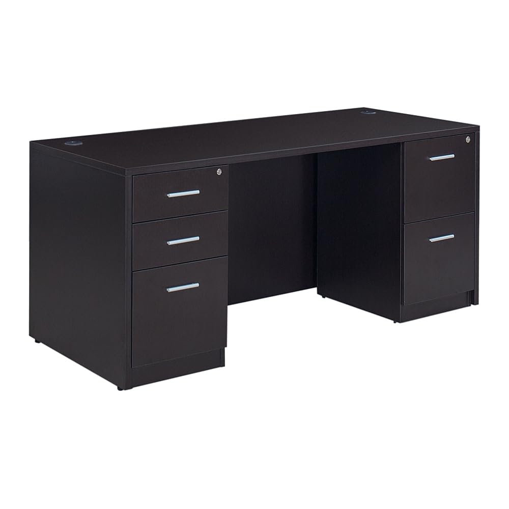 Executive Office Desk with Storage & File Cabinet - Durable 72