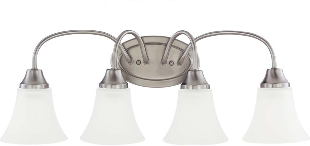 Sea Gull Lighting 44808-962 Holman 4-Light Wall Sconce Bathroom Vanity Light Fixture in Brushed Nickel - Perfect for Bathroom, Powder Room, and Dressing Area Lighting