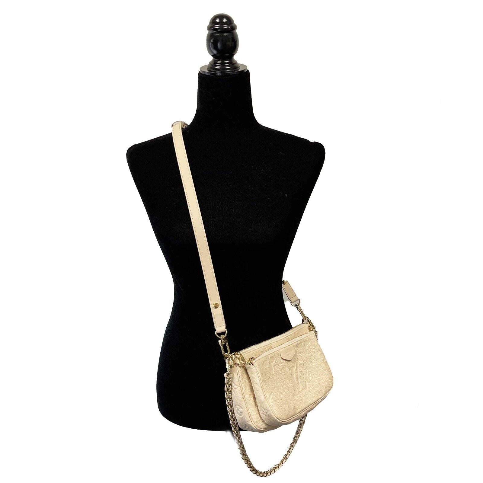 Louis Vuitton Giant Monogram Empreinte Multi Pochette Accessories Bag in Cream - Luxury Crossbody Purse for Women, Perfect for Date Night & Evening Events
