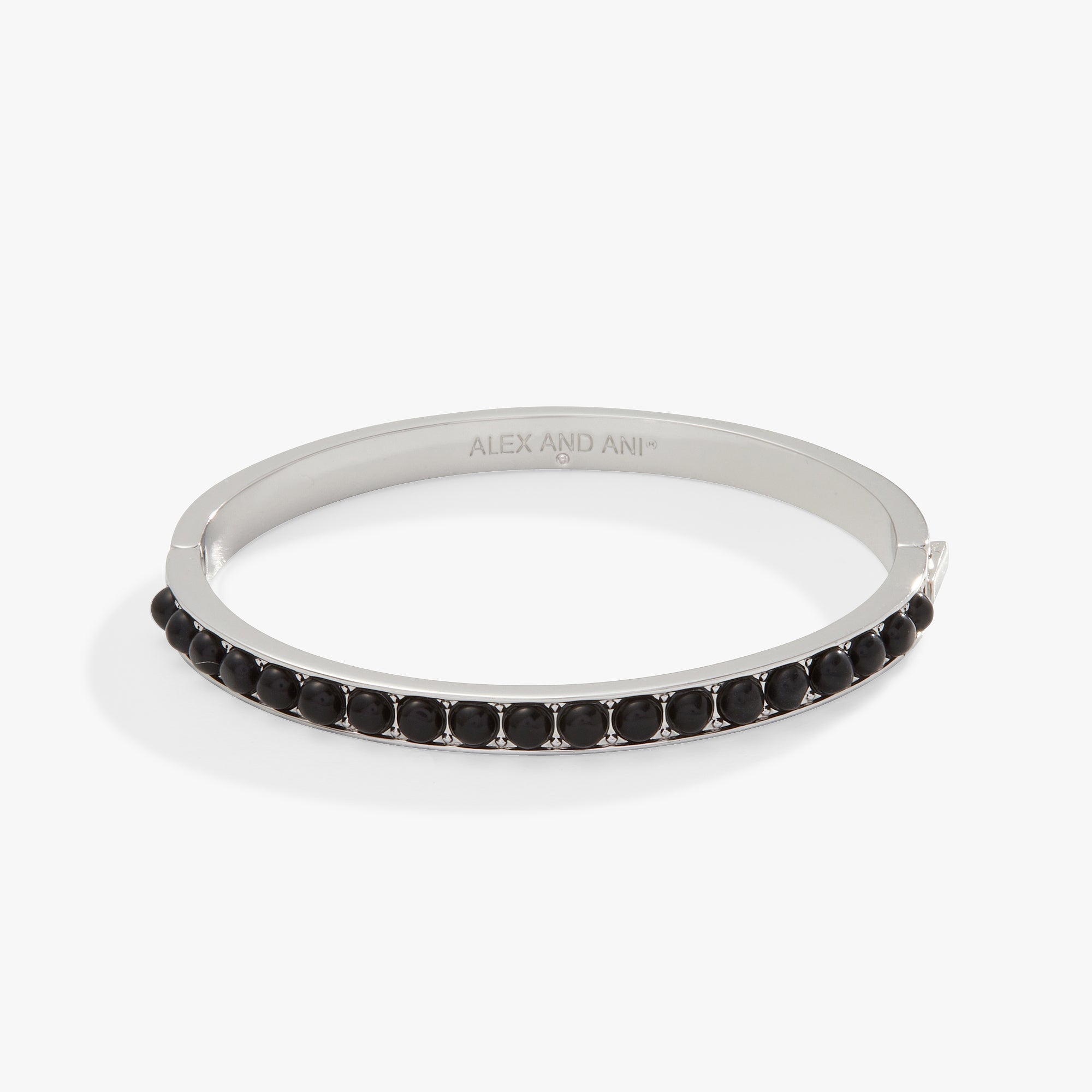 Reconstituted Onyx Gemstone Hinge Bangle Bracelet for Women - Elegant Adjustable Jewelry for Parties, Weddings & Everyday Wear
