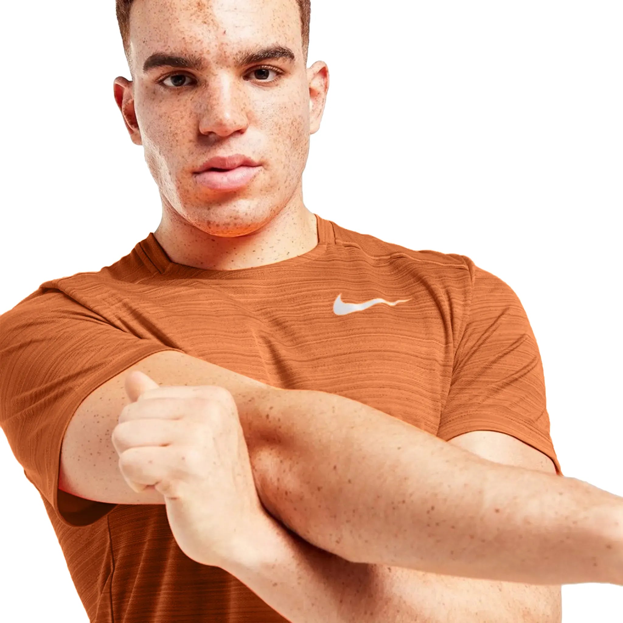 Nike Dri-FIT 1.0 Dark Russet Miler Running T-Shirt for Men - Moisture-Wicking Athletic Shirt for Running, Gym & Workouts - Lightweight Performance Tee for Jogging & Training