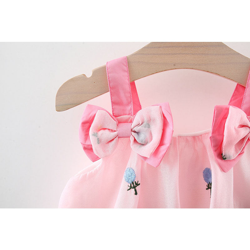 Adorable Baby Girl Floral Sling Bow Dress - Perfect for Photoshoots, Birthday Parties & Special Occasions