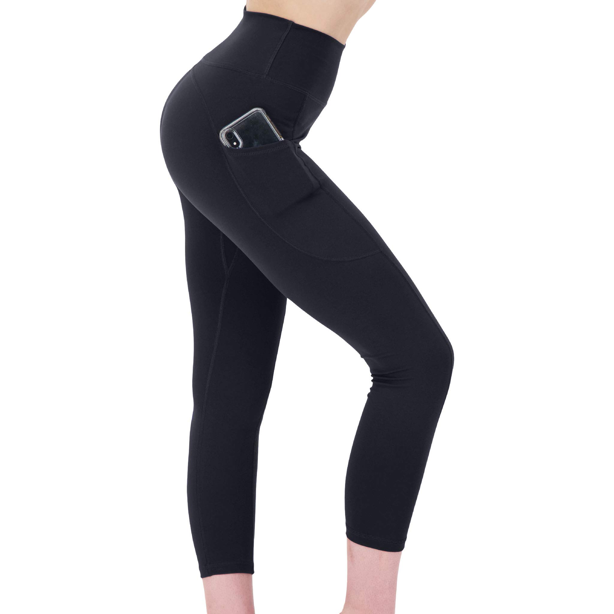 Carboni Women's 7/8 Seamless High Waisted Yoga Pants with Pockets - Tummy Control & Butt Lifting Workout Leggings, 25