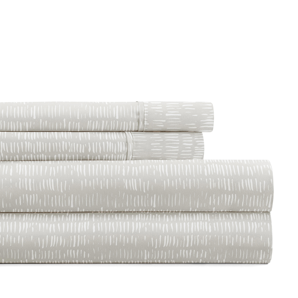 Dashed Lines 4-Piece Bed Sheet Set - Soft & Breathable Cotton Bedding for Queen/King Size Beds - Perfect for Modern Bedrooms & Guest Rooms