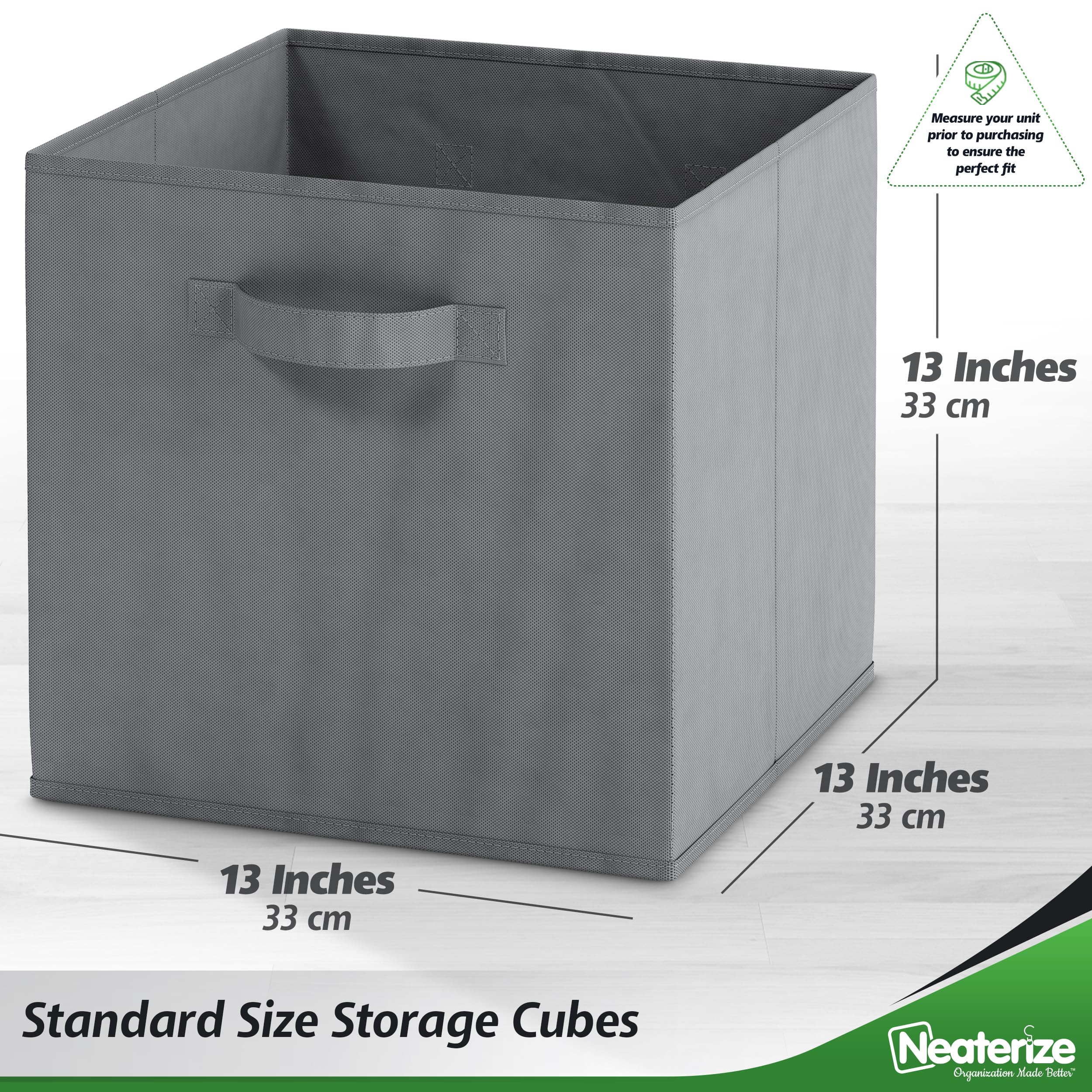 6 Pack Heavy Duty Fabric Storage Cubes for Cube Organizer - 13 Inch Light Grey Closet Organizer Bins, Perfect for Clothes Storage, Shelves & Cubbies - Ideal for Bedroom, Closet & Office Organization