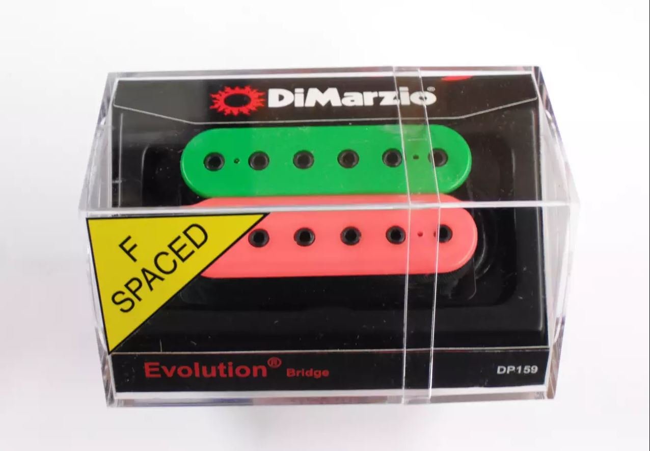 DiMarzio DP159FSP Evolution F-Spaced Electric Guitar Bridge Pickup - Pink & Green for Rock & Metal Music Performance & Recording