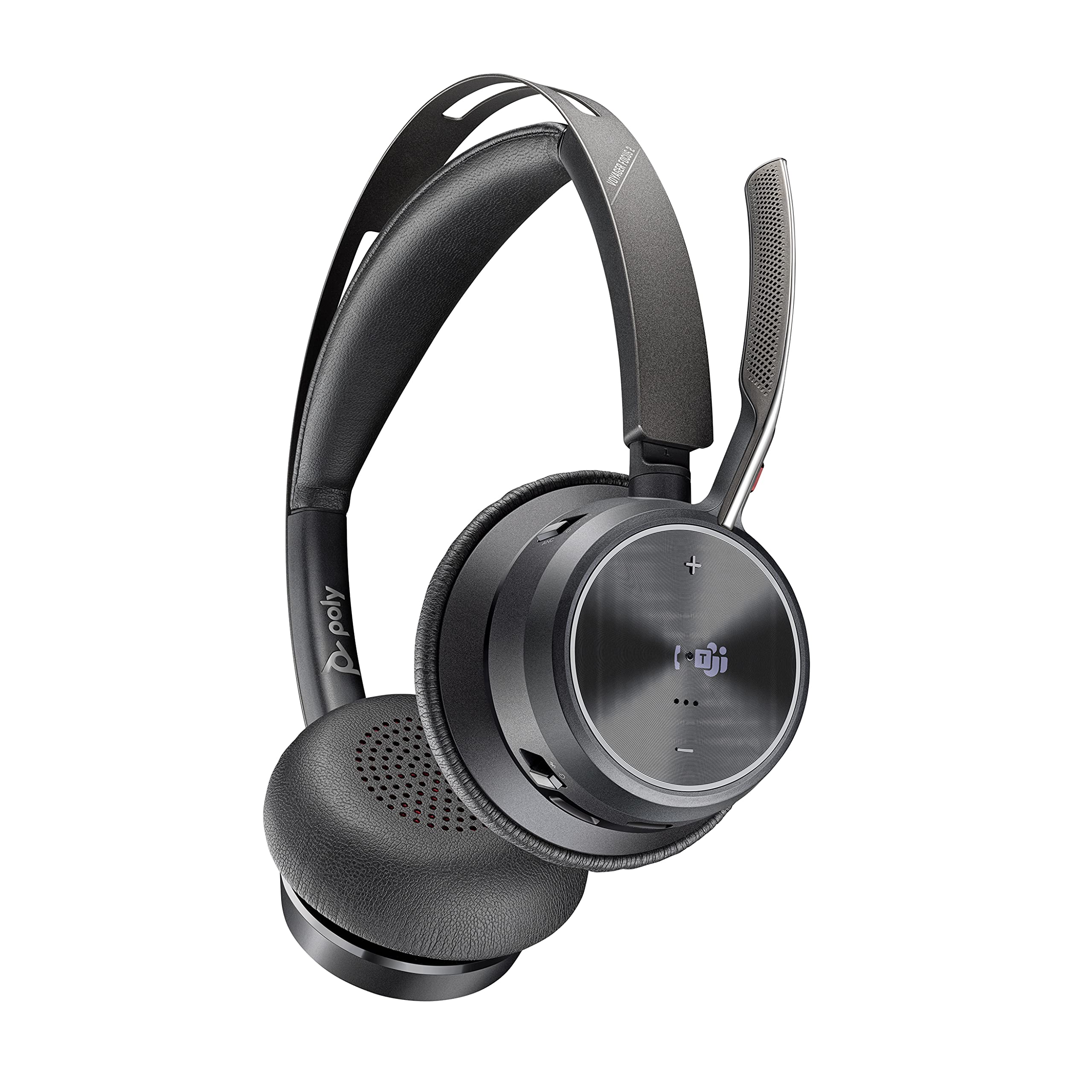 Poly Voyager Focus 2 Office USB-A Bluetooth Headset with Boom Mic - Active Noise Canceling for PC, Mac & Desk Phone - Certified for Microsoft Teams, Zoom & More - Perfect for Remote Work & Video Conferencing