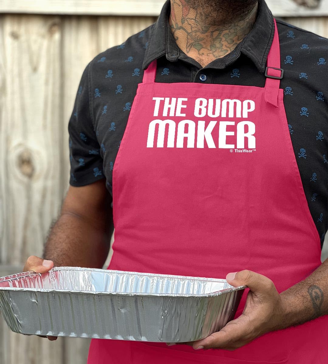 Adjustable Bib Apron with Two Pockets - The Bump Maker - Perfect for Cooking, Gardening & DIY Projects