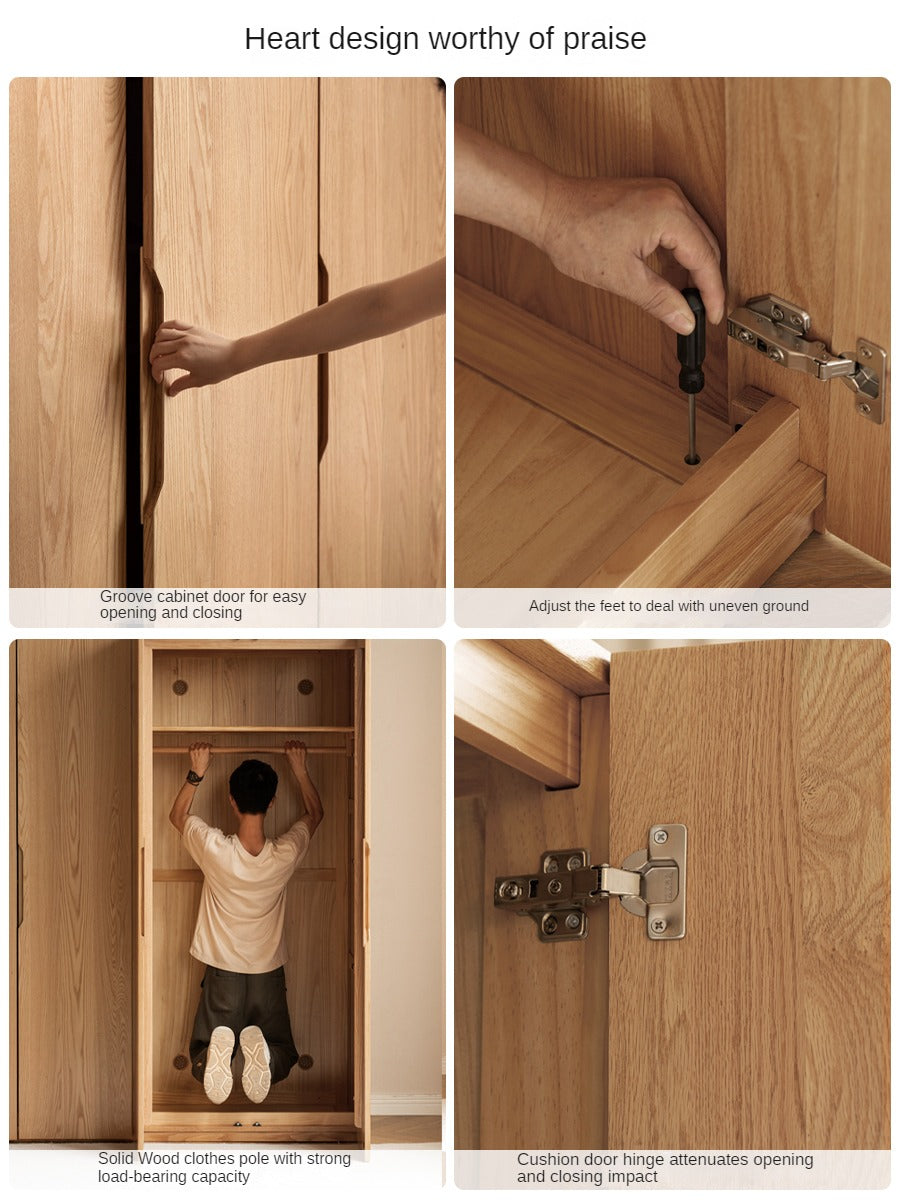Solid Oak Wood Wardrobe - Premium Quality, Spacious Storage for Bedroom, Closet & Home Organization