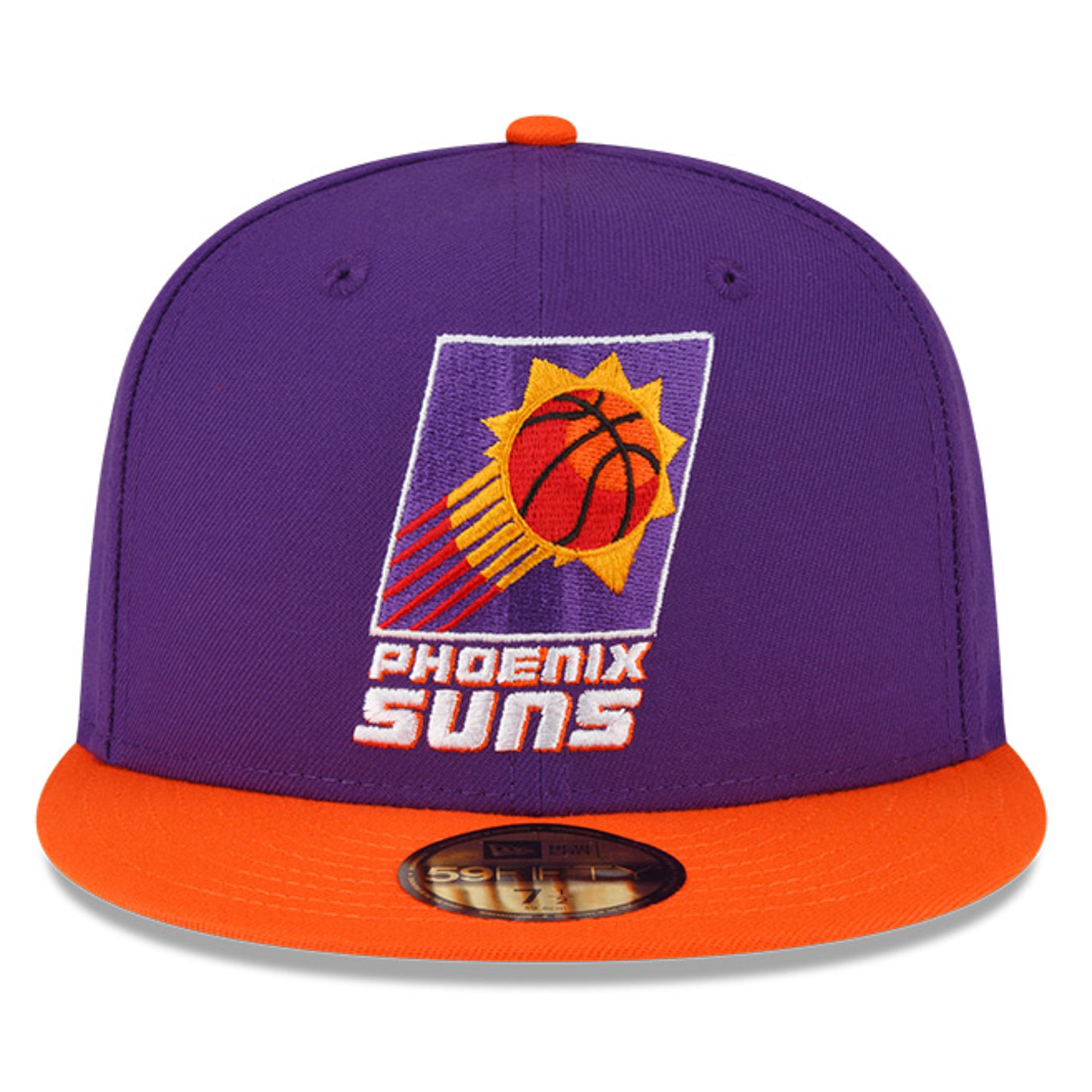 New Era 59Fifty Hardwood Classic Phoenix Suns Snapback Cap - Purple & Orange NBA Basketball Hat for Men & Women - Game Day, Streetwear & Fan Collection