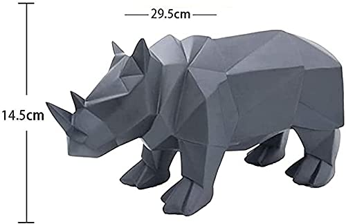 Abstract Geometric Rhino Statue - Handcrafted Resin Animal Sculpture for Home & Office Decor | Desktop Ornament, Art Figurine, Unique Gift Idea for Animal Lovers & Modern Interior Design