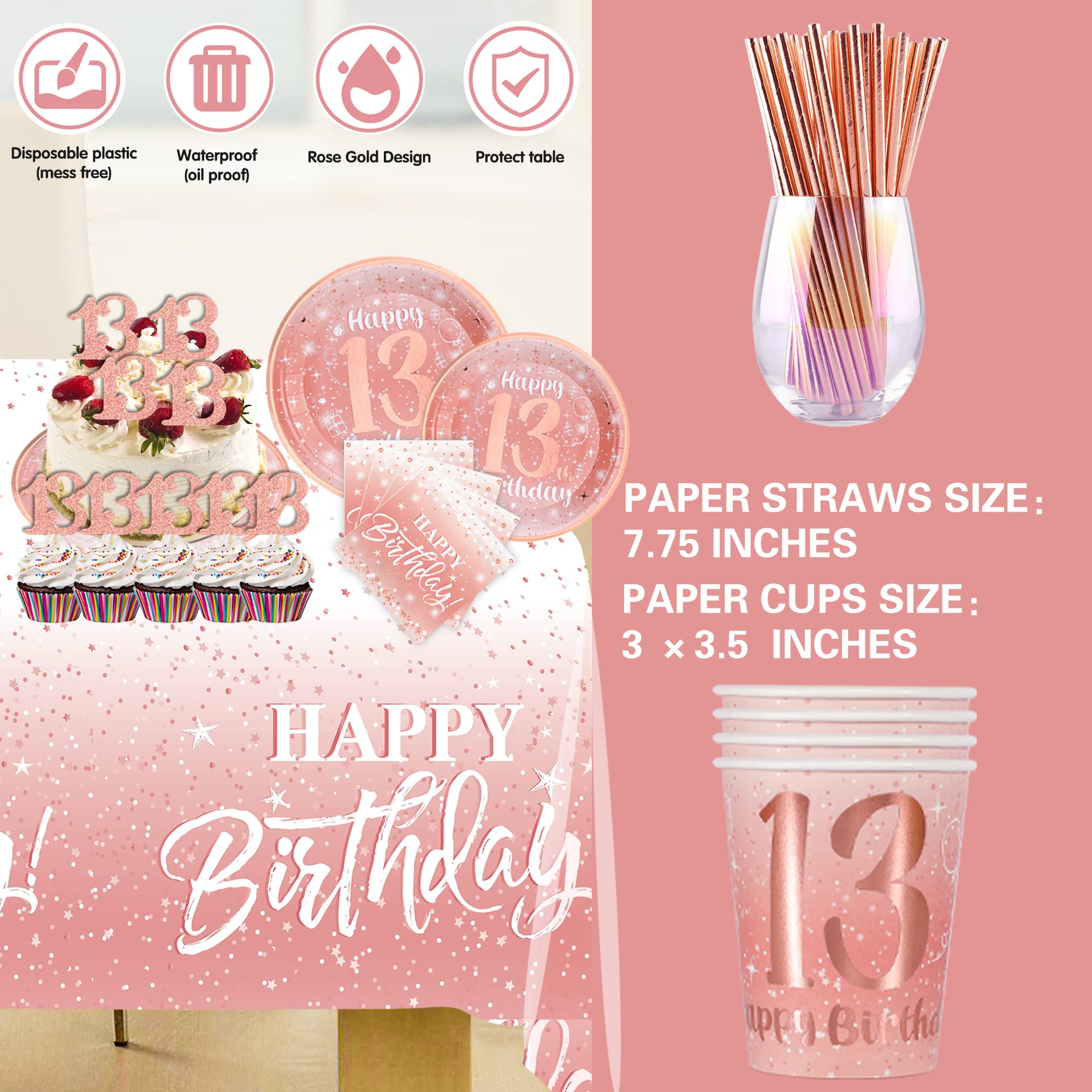 Rose Gold 13th Birthday Party Decorations for Girls - Happy Birthday Banner, Balloons, Backdrop | Perfect for Teen Birthday Celebrations, Sweet 16 Parties & Special Occasions