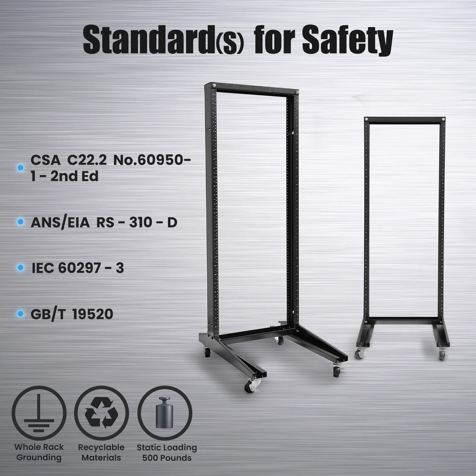 42U Open Frame Server Rack - Heavy Duty 2 Post Network Relay Rack with 600LB Capacity for IT Equipment | Ideal for Data Centers, Server Rooms & Network Installations