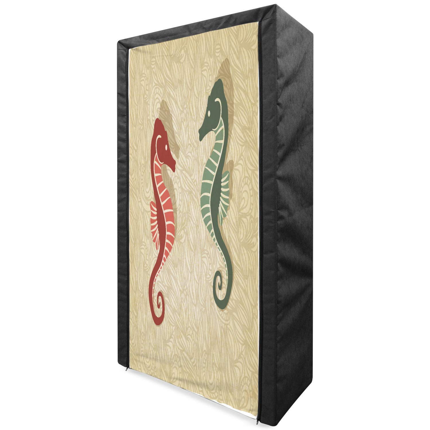 Ambesonne Seahorses Nautical Portable Fabric Wardrobe - 33.5
