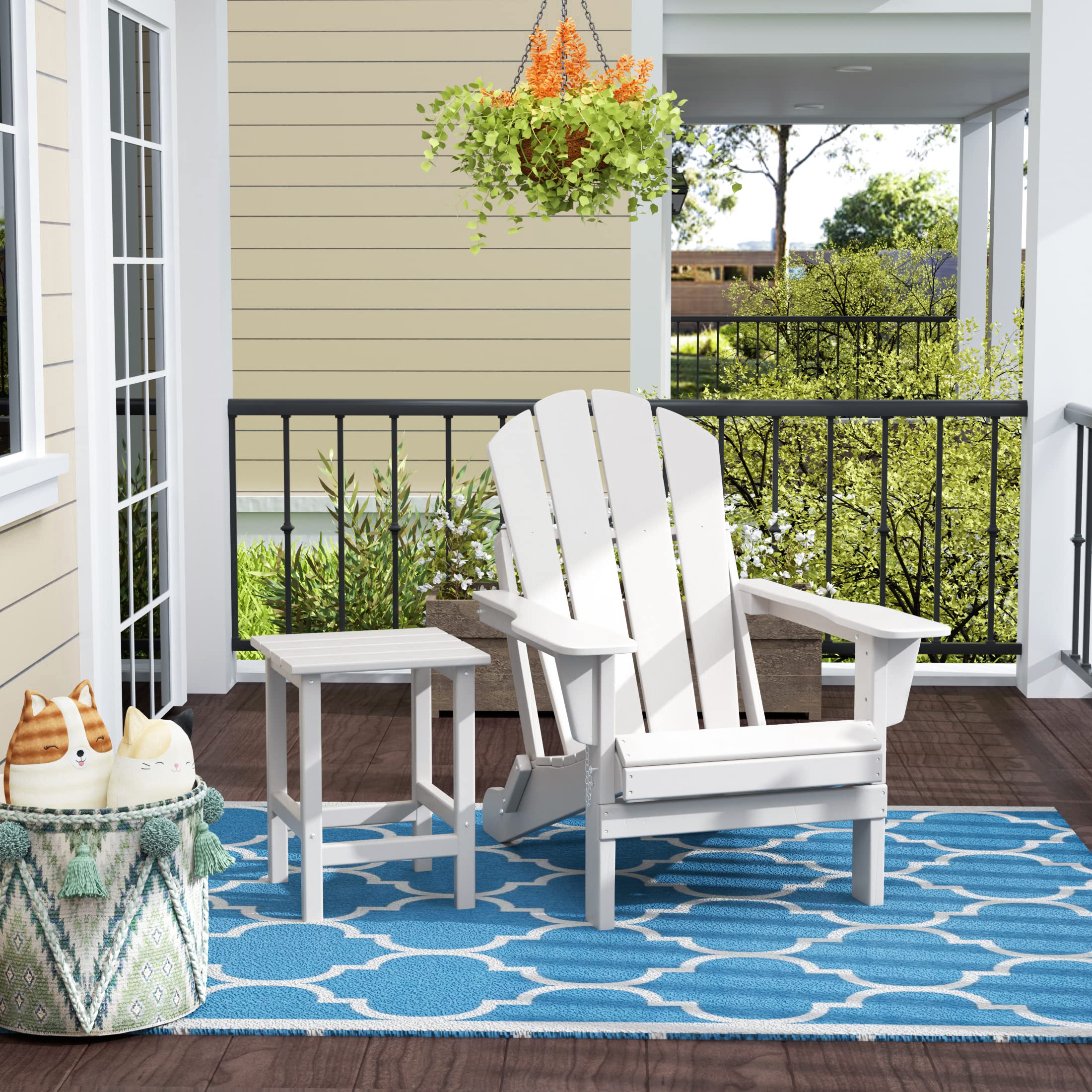 WestinTrends Malibu 2-Piece All-Weather Outdoor Adirondack Chair Set with Side Table - Durable Plastic Patio Furniture for Porch, Deck, Backyard & Garden - Perfect for Relaxing, Sunbathing & Outdoor Entertaining