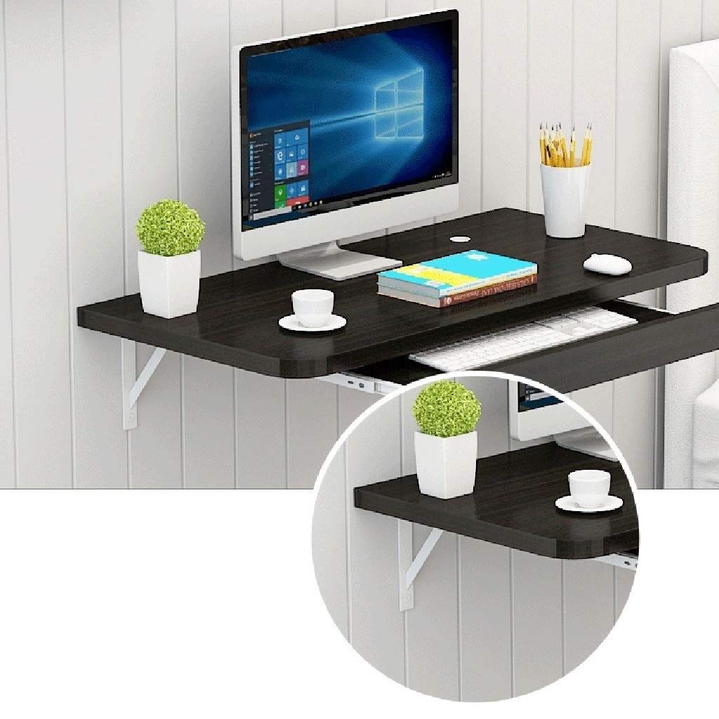 Wall-Mounted Laptop Desk - 60CM Black Foldable PC Table for Home Office, Kitchen, Dining, Kids Study & Small Space Workstation