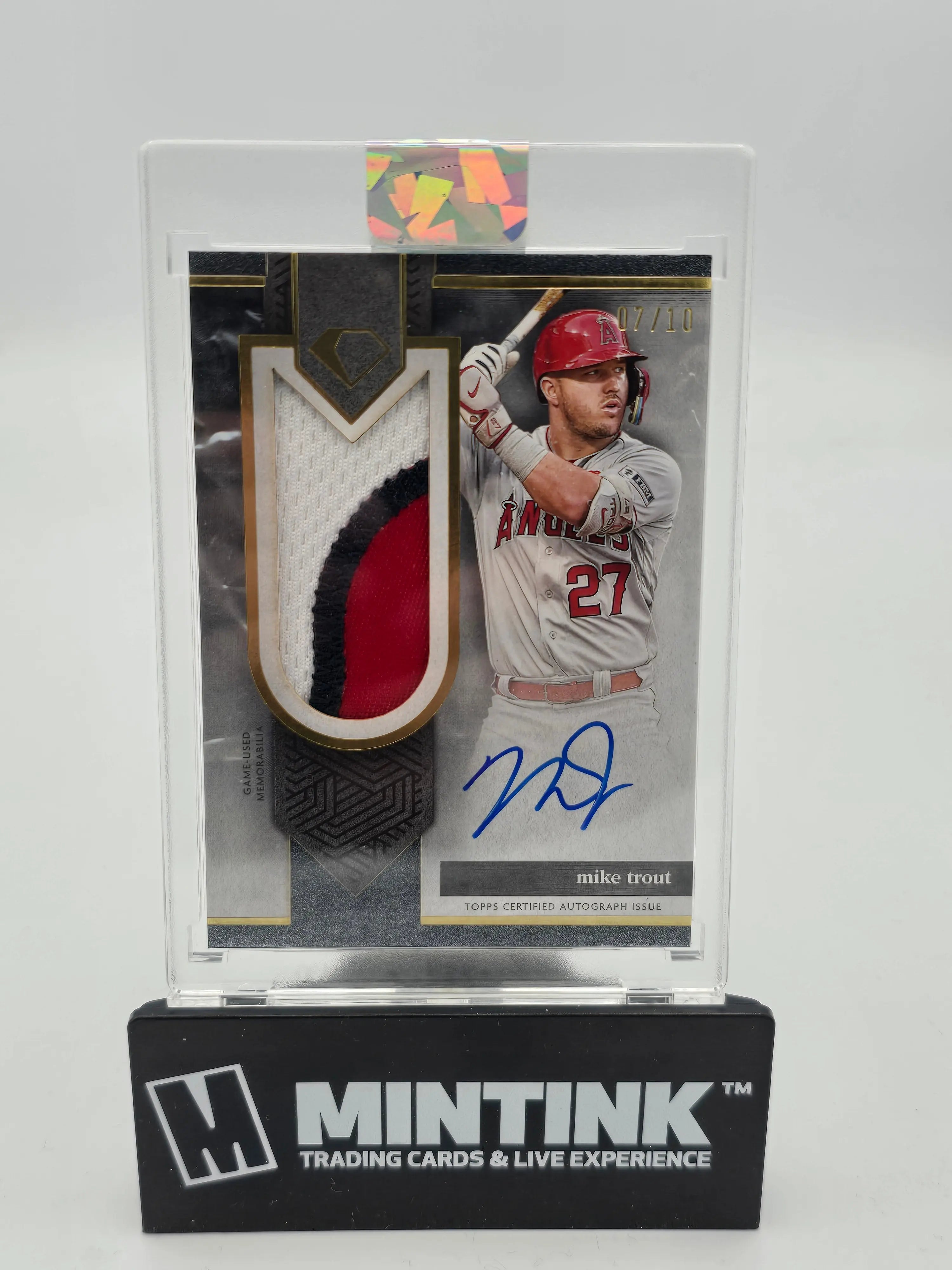 2024 Topps Diamond Icons Baseball Mike Trout Tri-Color Patch Autograph Card /10 - Rare Collectible for Baseball Fans & Sports Memorabilia Enthusiasts