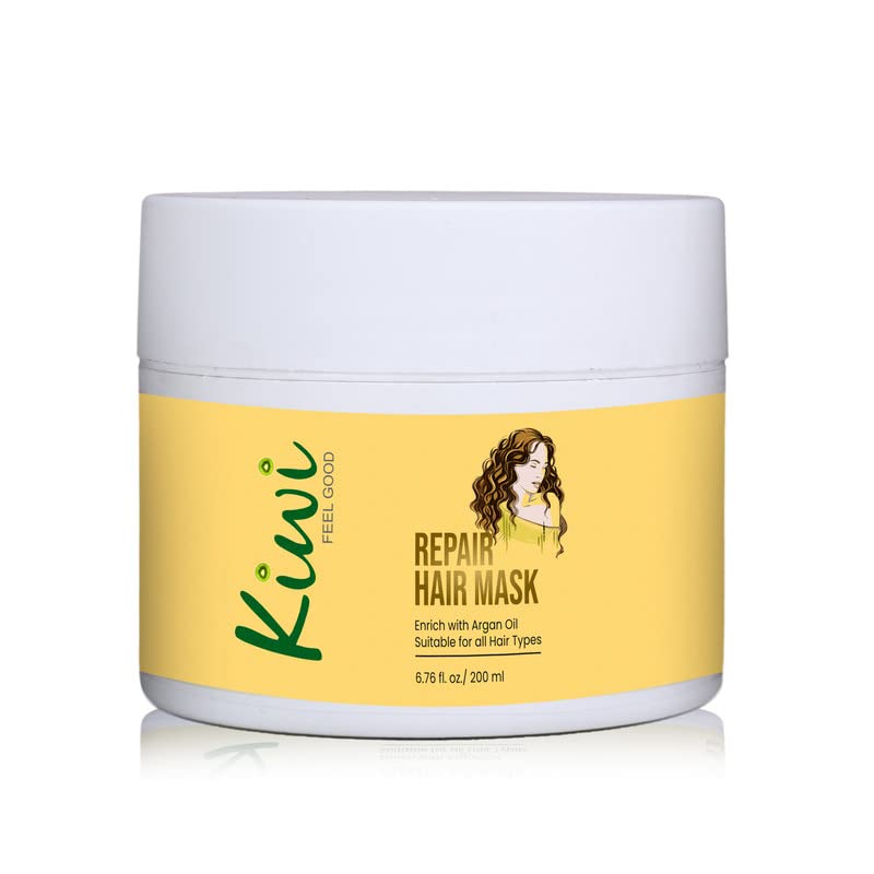 KIWI Moroccan Argan Oil Hair Mask for Dry & Damaged Hair - Deep Conditioning Treatment with Anti-Hair Fall Formula - 200g for Women with Frizzy Hair - Perfect for Salon-Quality Hair Care at Home
