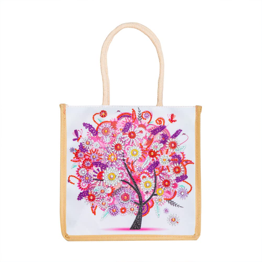 5D DIY Diamond Painting Line Tote Bag - Reusable Grocery Shopping Bags for Women, Fashionable Durable Handbag Gift for Girls (Perfect for Grocery Shopping, Beach Trips & Daily Use)