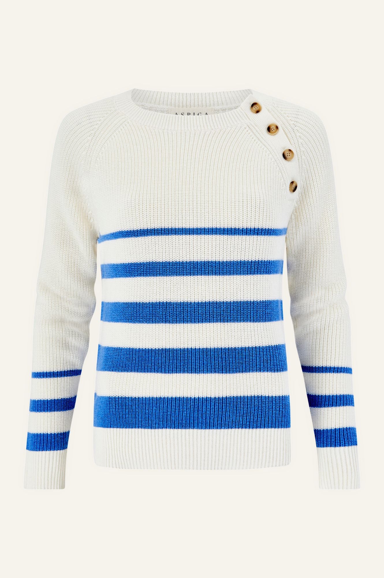 Rhia Stripe Ivory and Blue Jumper - Stylish Knit Sweater for Women | Perfect for Casual Outings, Office Wear, and Fall Fashion