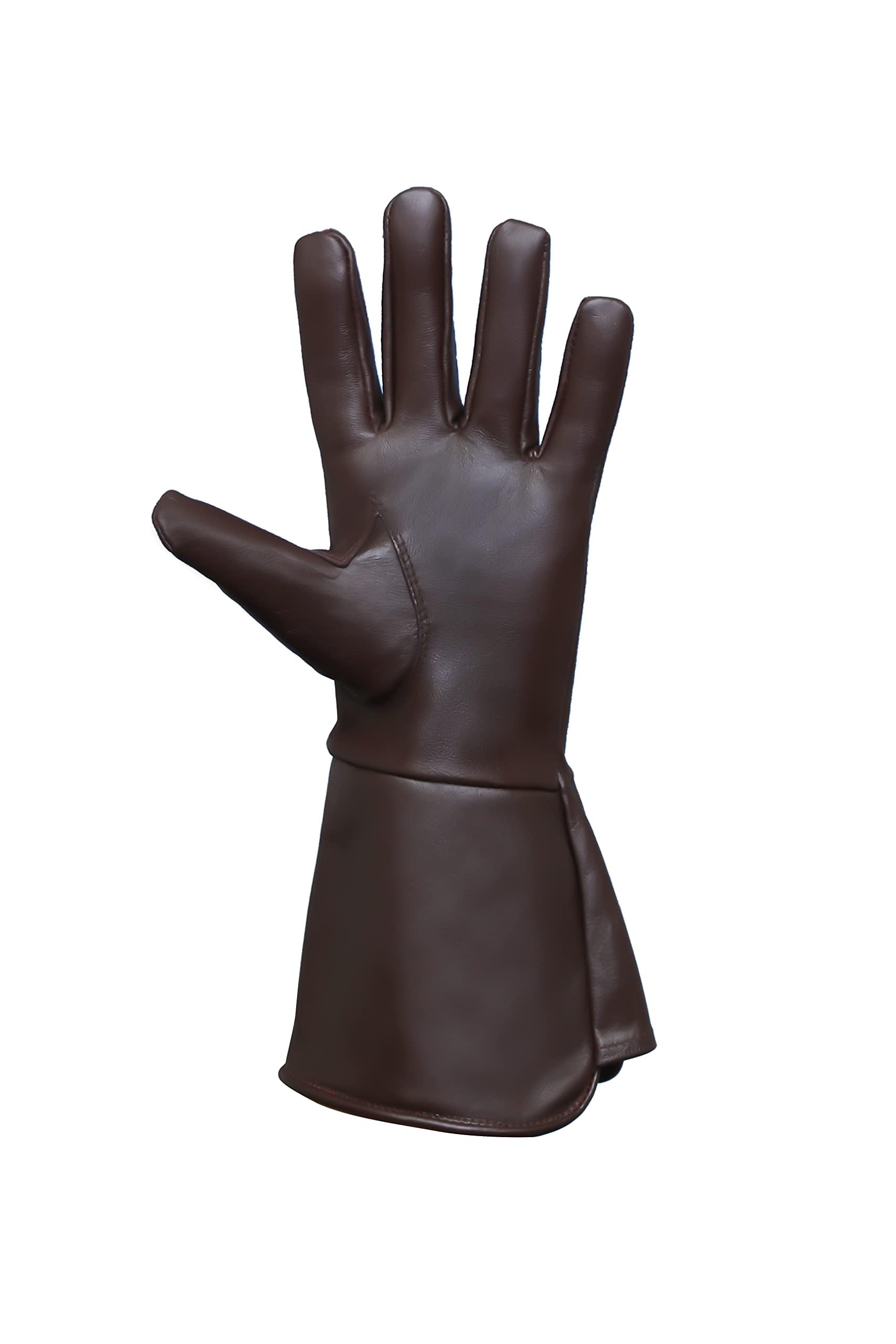Glamtron Medieval Renaissance Gloves - Pure Lambskin Leather Cosplay Gauntlet Gloves with Long Arm Cuffs for LARP, Renaissance Fairs & Historical Reenactments