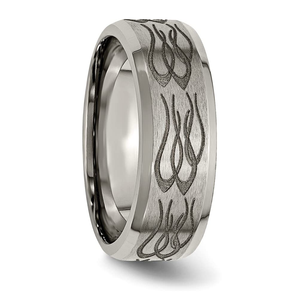 8mm Titanium Beveled Edge Wedding Band Ring - Brushed & Polished Finish, Women's Engagement Ring, Fine Jewelry Gift for Her - Perfect for Proposals, Anniversaries & Special Occasions