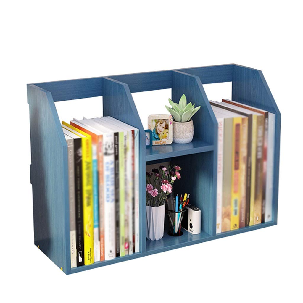 NNR Adjustable Wooden Bookshelf - Multifunctional Desktop Storage Organizer for Office, Bedroom, or Study - Multi-Layer Shelf for Books, Decor & Supplies (Blue) - Perfect for Small Spaces & Home Organization