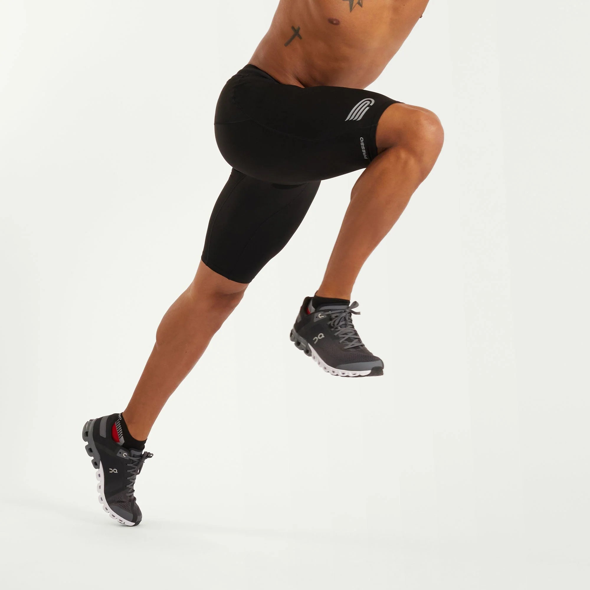 Pressio Men's EQ Run Half Tight - Black | Running Compression Shorts for Men | Perfect for Marathon, Gym & Workout Training