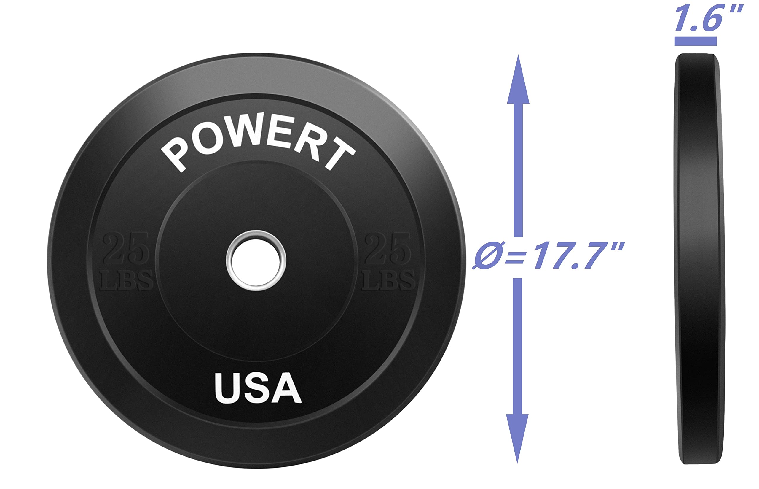 2-Inch Olympic Barbell Bumper Plates - 5lb/10lb/15lb/25lb/35lb/45lb Weight Set with Steel Ring Insert - Perfect for CrossFit, Weightlifting & Home Gym Training - Durable Pair for Strength Workouts