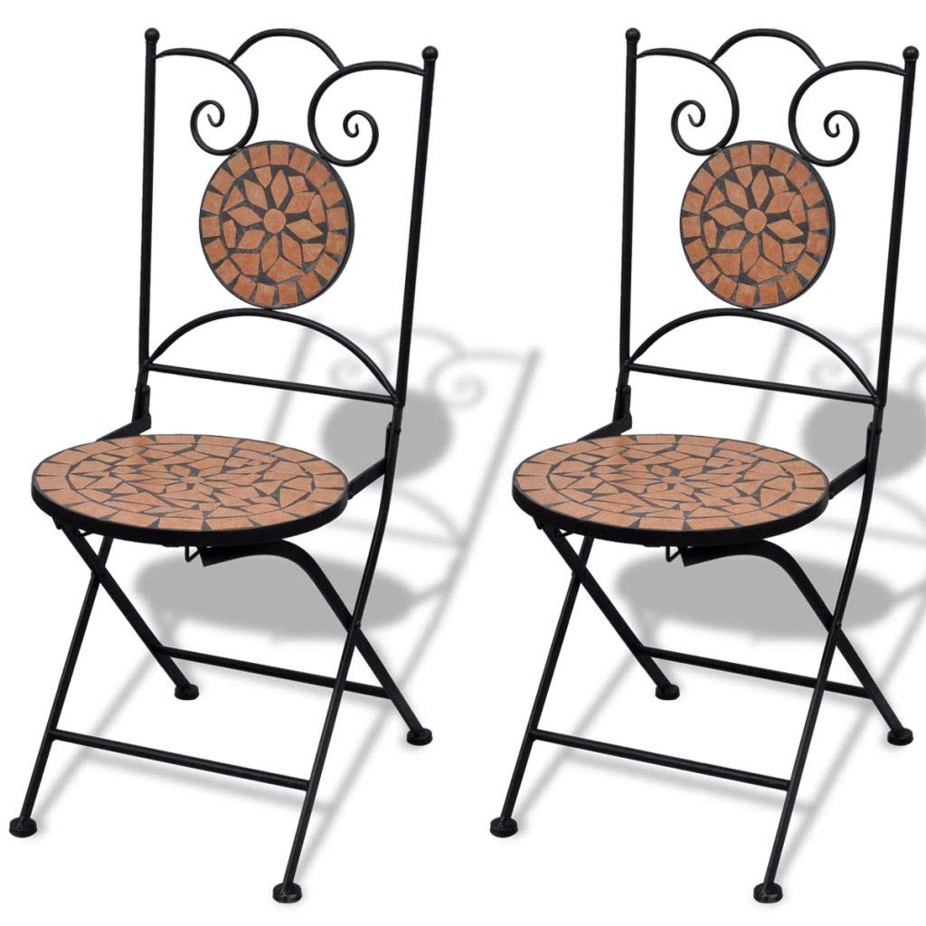 vidaXL 2-Piece Folding Bistro Set for Outdoor & Indoor Use - Patio, Garden, Poolside, Beach - Terracotta Color - Perfect for Small Spaces & Relaxing Outdoors