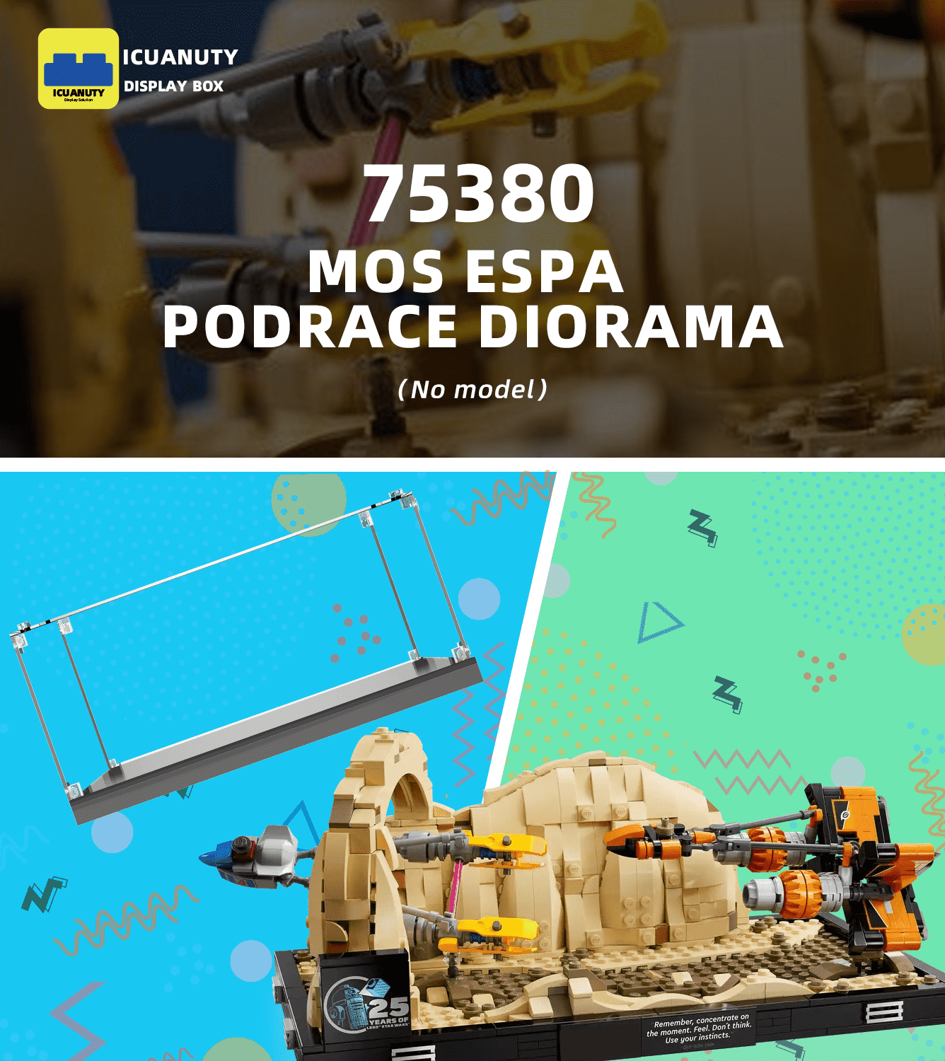 LEGO Mos Espa Podrace Diorama 75380 Display Case - Protective Showcase for Star Wars Collectible - Perfect for Home Decor, Office Display & LEGO Fan Collections