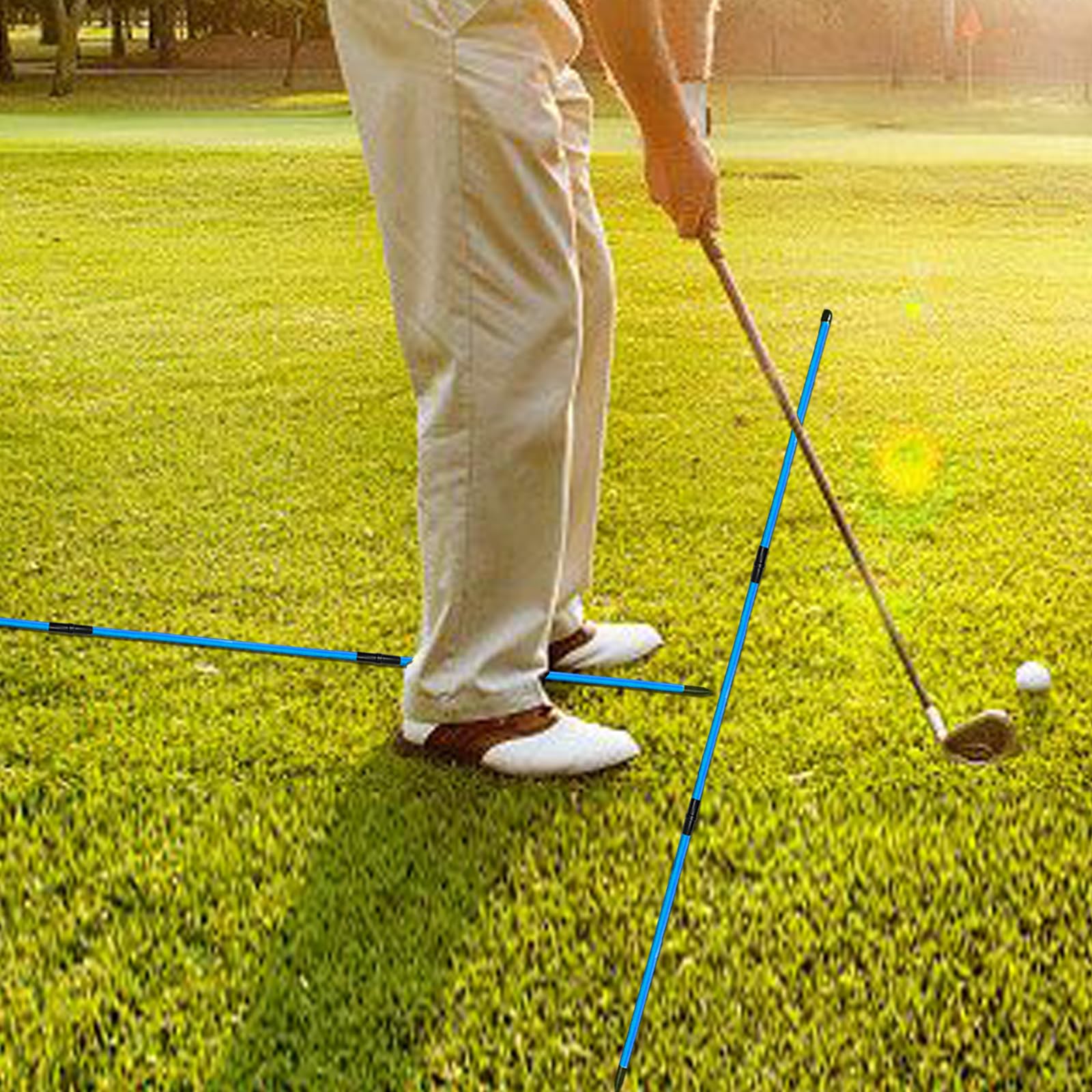 48-inch Collapsible Golf Alignment Sticks (2-Pack) - Portable Golf Training Aid for Aiming, Putting & Swing Practice | Posture Corrector with Tube Case | Perfect for Driving Range & Backyard Drills