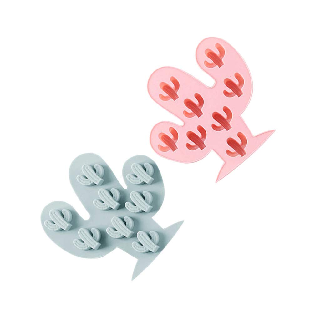 Bestoyard 2-Pack Cactus Shaped Silicone Molds - Durable Cake, Chocolate, Resin & Polymer Clay Molds - Non-Stick Baking Tray & Ice Cube Mold for Home, Restaurant & Party Decor (Random Color)