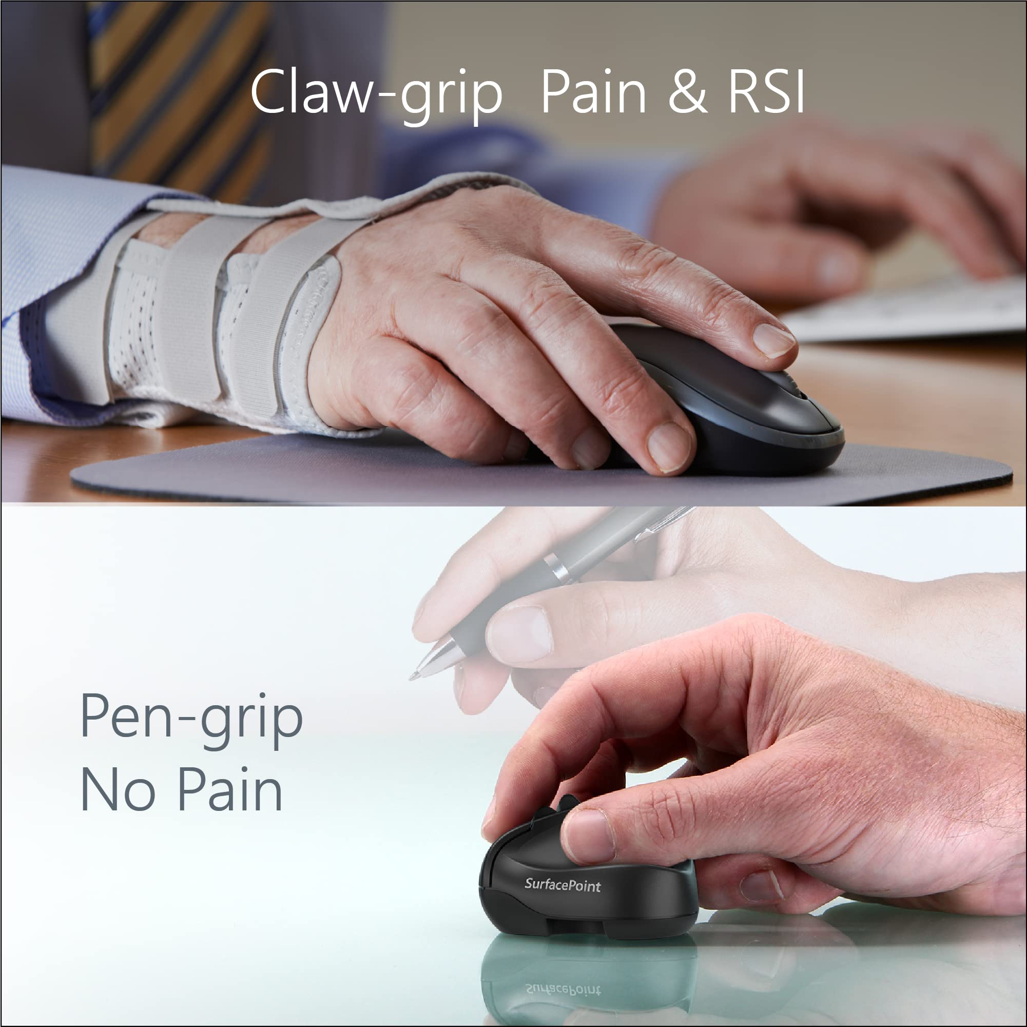 SwiftPoint SurfacePoint Wireless Ergonomic Mouse - Presentation Clicker & MS Surface Pen Replacement | Vertical Pen Grip, Virtual Laser Pointer, Spotlight, Magnifier | Perfect for Remote Work, Online Meetings & Digital Art Creation