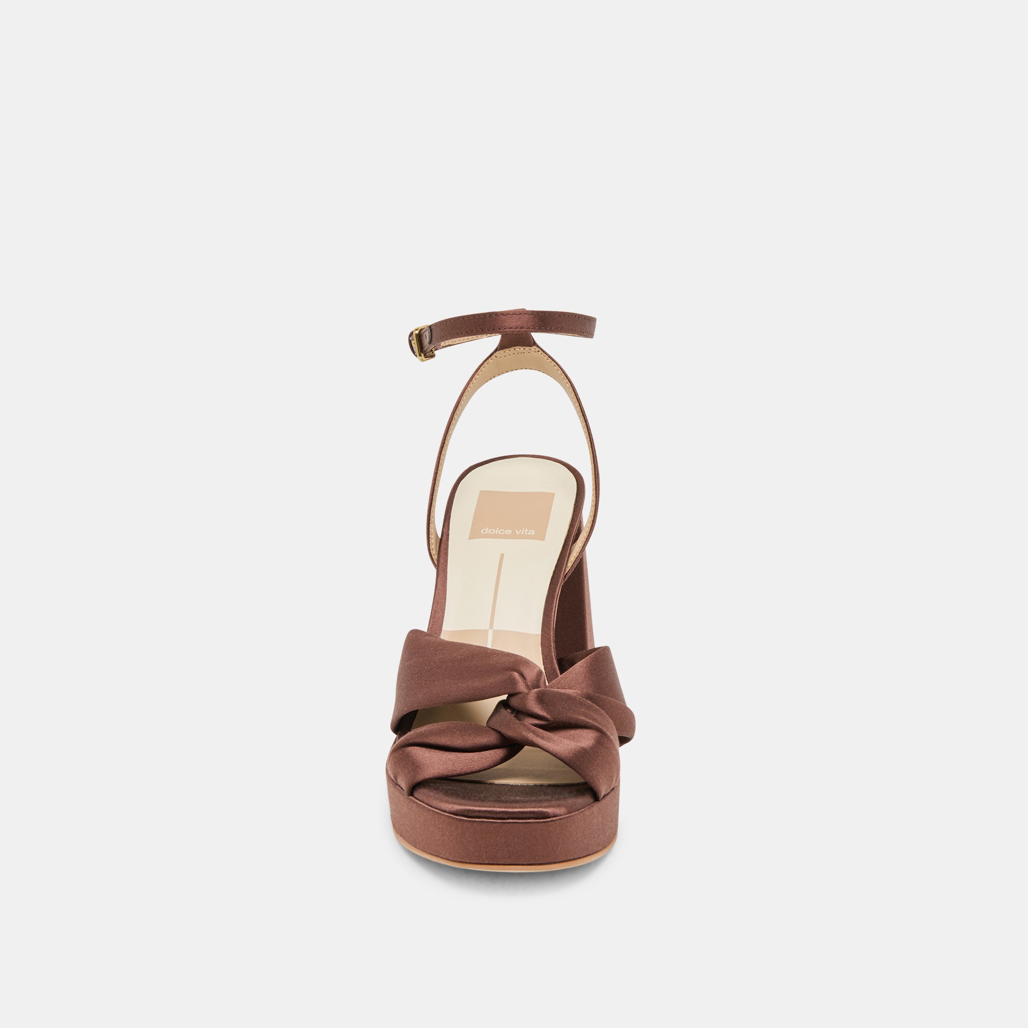 PARLO Women's Mid Heel Sandals - Brown Satin Elegant Dress Shoes for Weddings, Parties & Evening Events