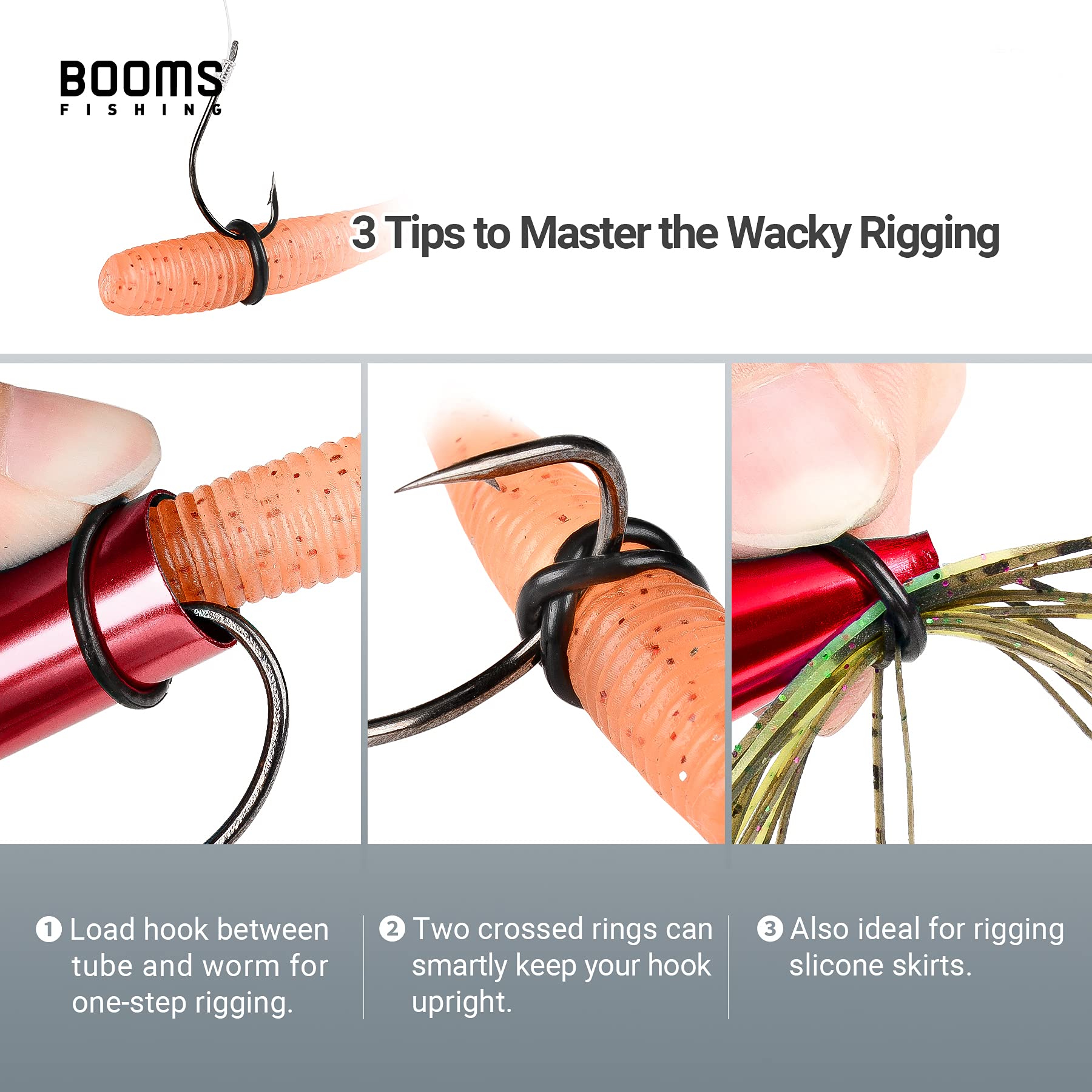 Booms WR1 Aluminum Wacky Rig Kit with 110 O-Rings for Worm Fishing - Perfect for Bass & Trout