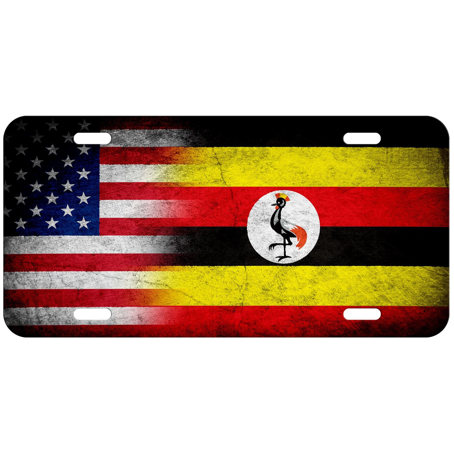Rustic Aluminum Uganda Flag License Plate - Durable & Customizable for Cars, Trucks & Motorcycles - Perfect for Ugandan Pride & USA Auto Enthusiasts