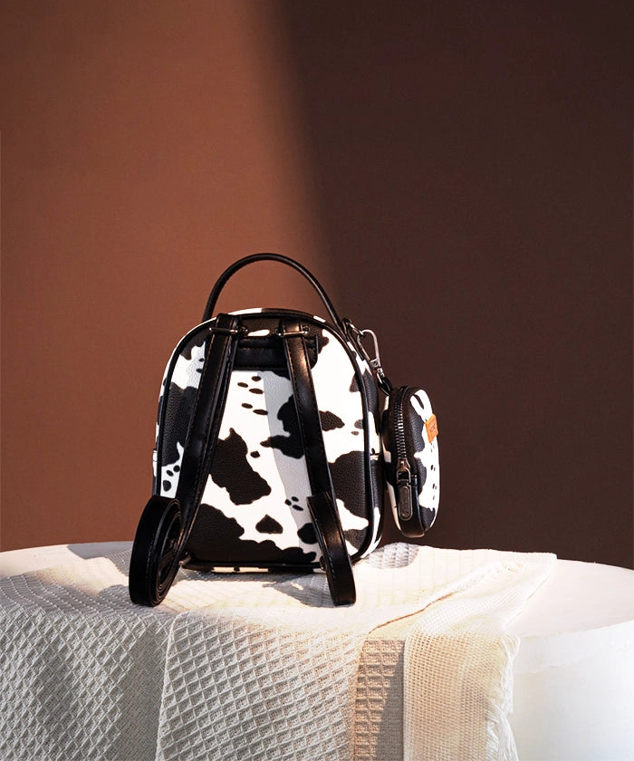 Wrangler Cow Print Mini Backpack for Women - Trendy Western Style Small Purse for Travel, School & Daily Use