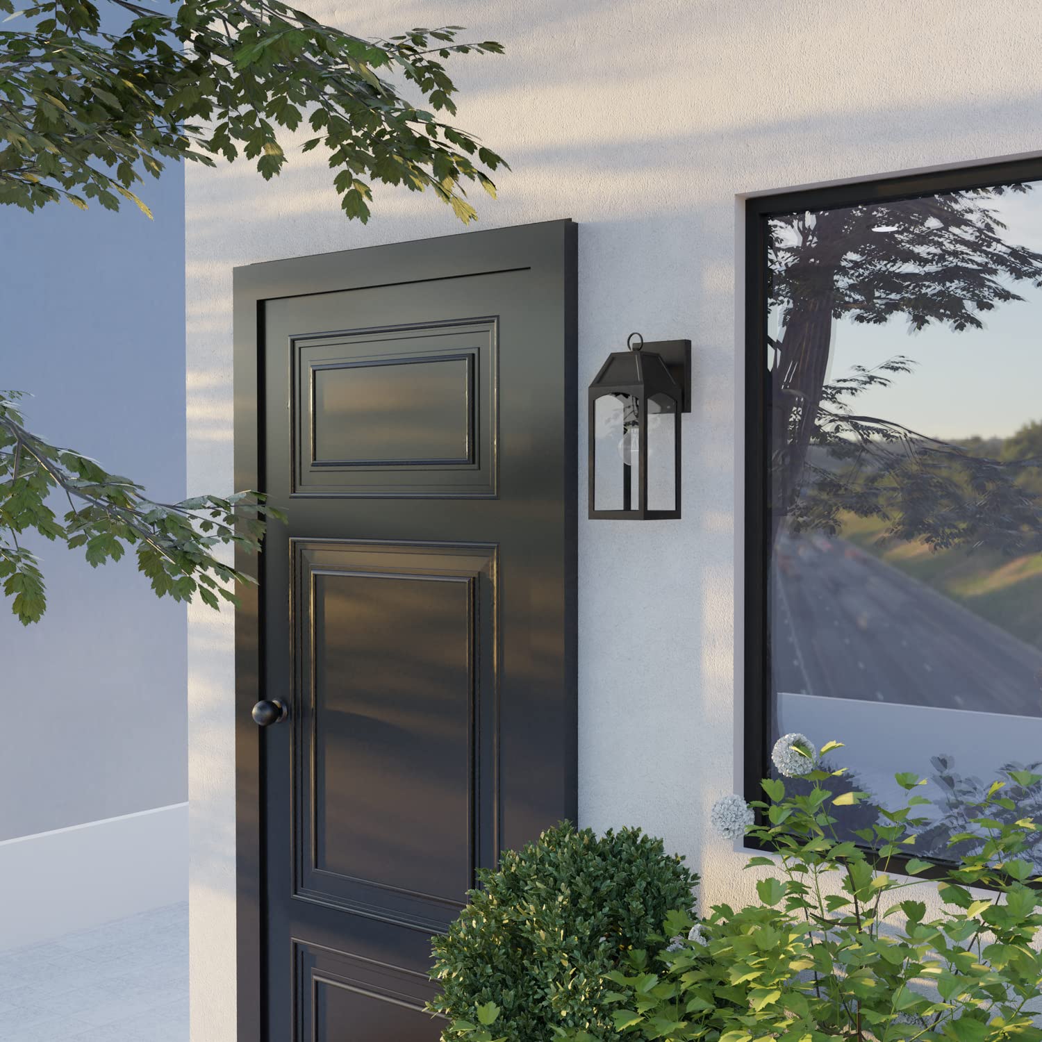 **Capital Lighting 946311BK Burton Clear Glass Outdoor Wall Lantern - 1-Light, 100W, Black (17