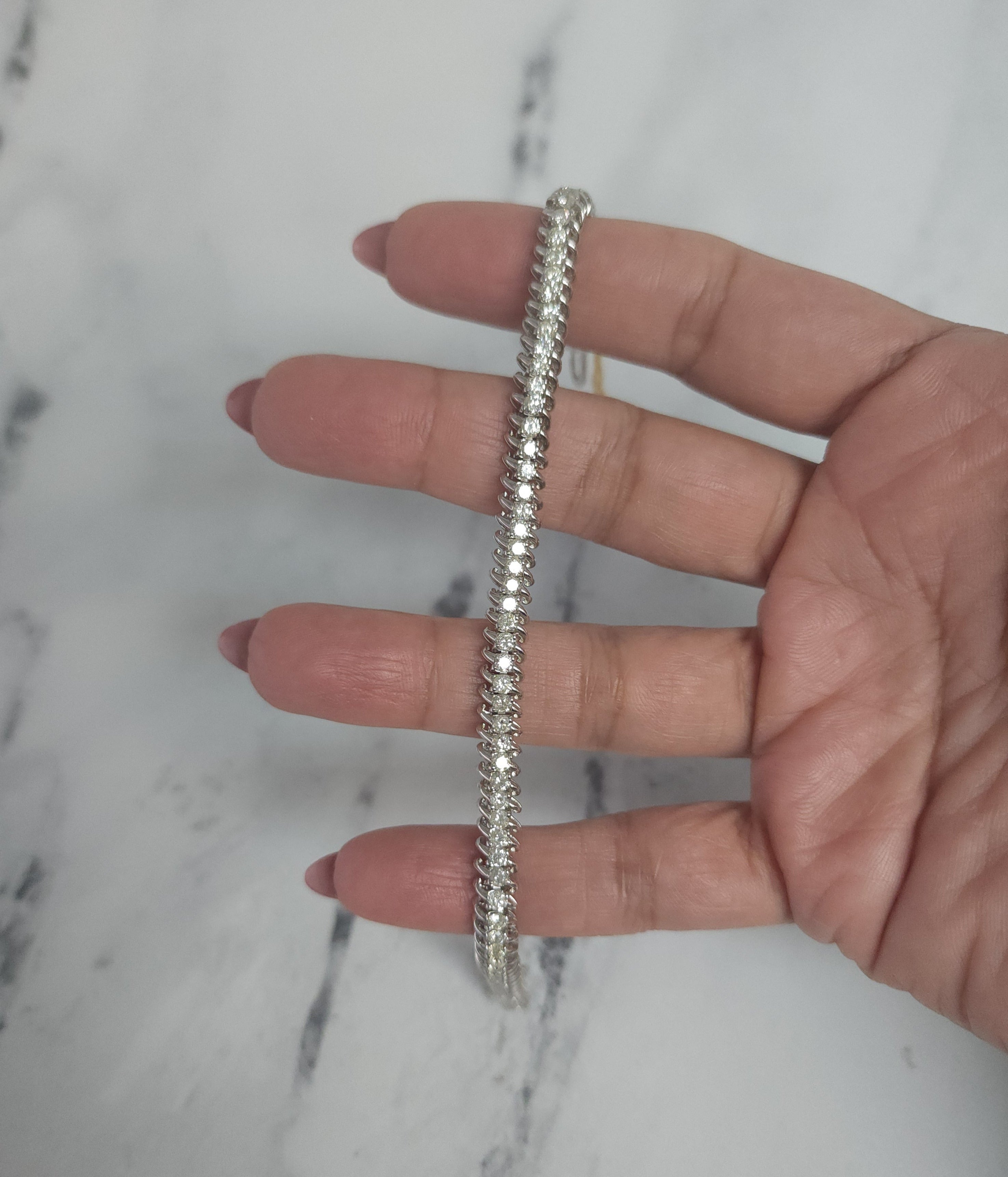 Elegant S-Style Diamond Tennis Bracelet - 3.60cttw 14K White Gold - Perfect for Weddings, Anniversaries & Special Occasions