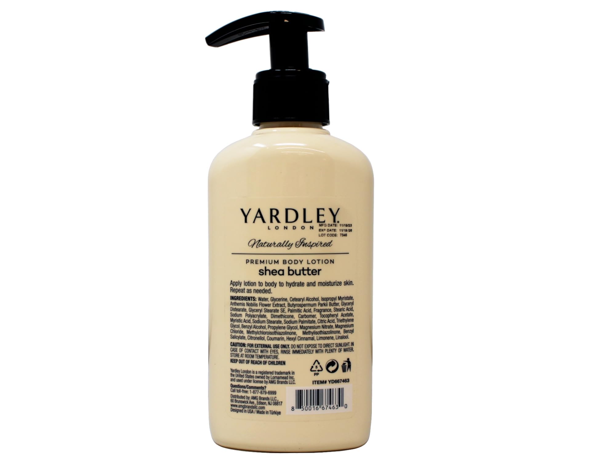 Yardley London Naturally Inspired Premium Body Lotion with Shea Butter & Chamomile | Alcohol-Free, Paraben-Free | Deeply Moisturizes & Soothes Dry Skin | 8.4 oz | Perfect for Daily Hydration & Relaxing Self-Care Routine