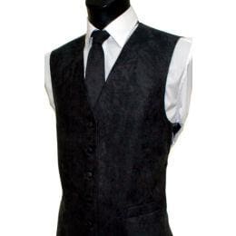 Black Suede Look Waistcoat for Men - Stylish Formal Vest for Weddings, Parties & Business Events - LA Smith Fashion