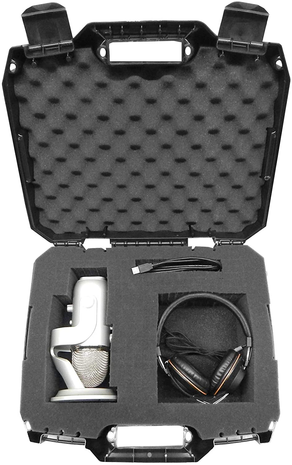 CASEMATIX Hard Protective Case for USB Microphones - Compatible with HyperX QuadCast, Blue Yeti X, Razer Seiren X, Samson G Track Pro - Durable Storage for Recording & Gaming Accessories - Perfect for Studio, Streaming & Travel Protection