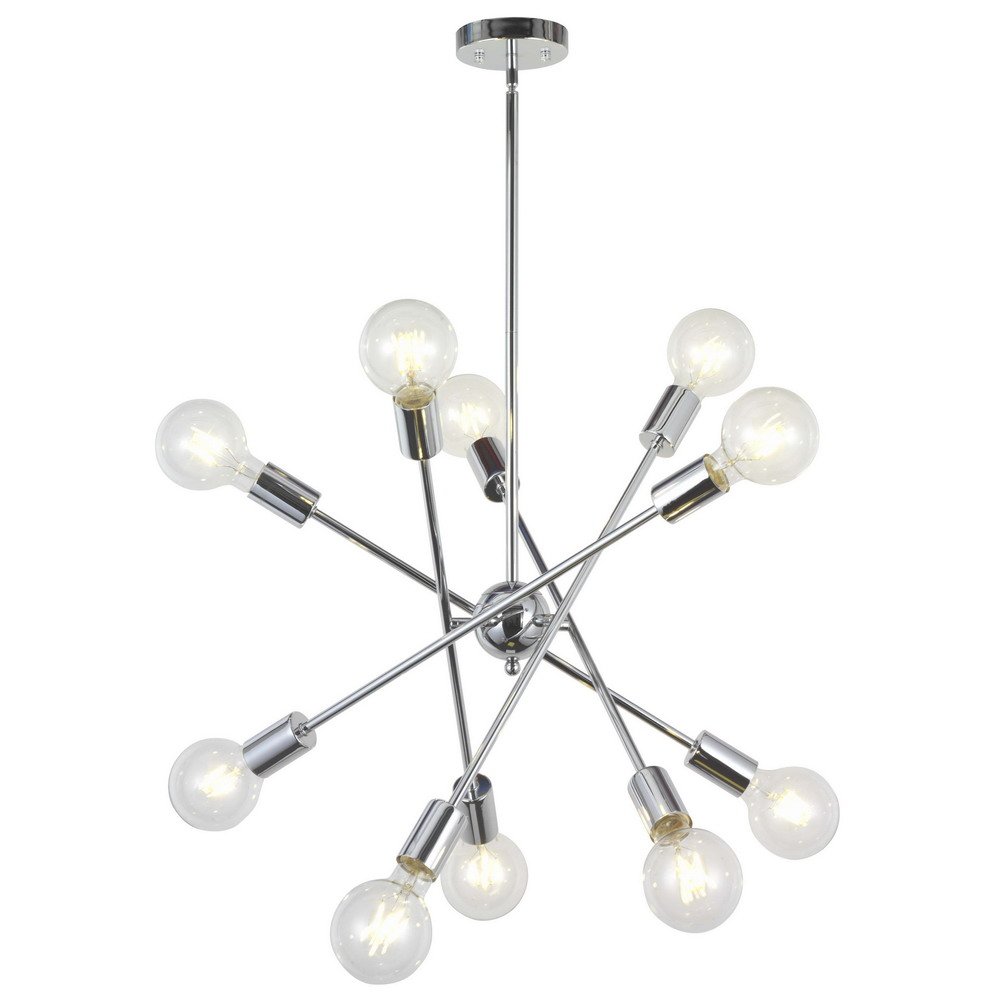 BONLICHT Modern Sputnik Chandelier - 10-Light Adjustable Arm Mid Century Pendant Light in Brushed Nickel - Perfect for Kitchen, Dining Room, Living Room & Entryway Lighting
