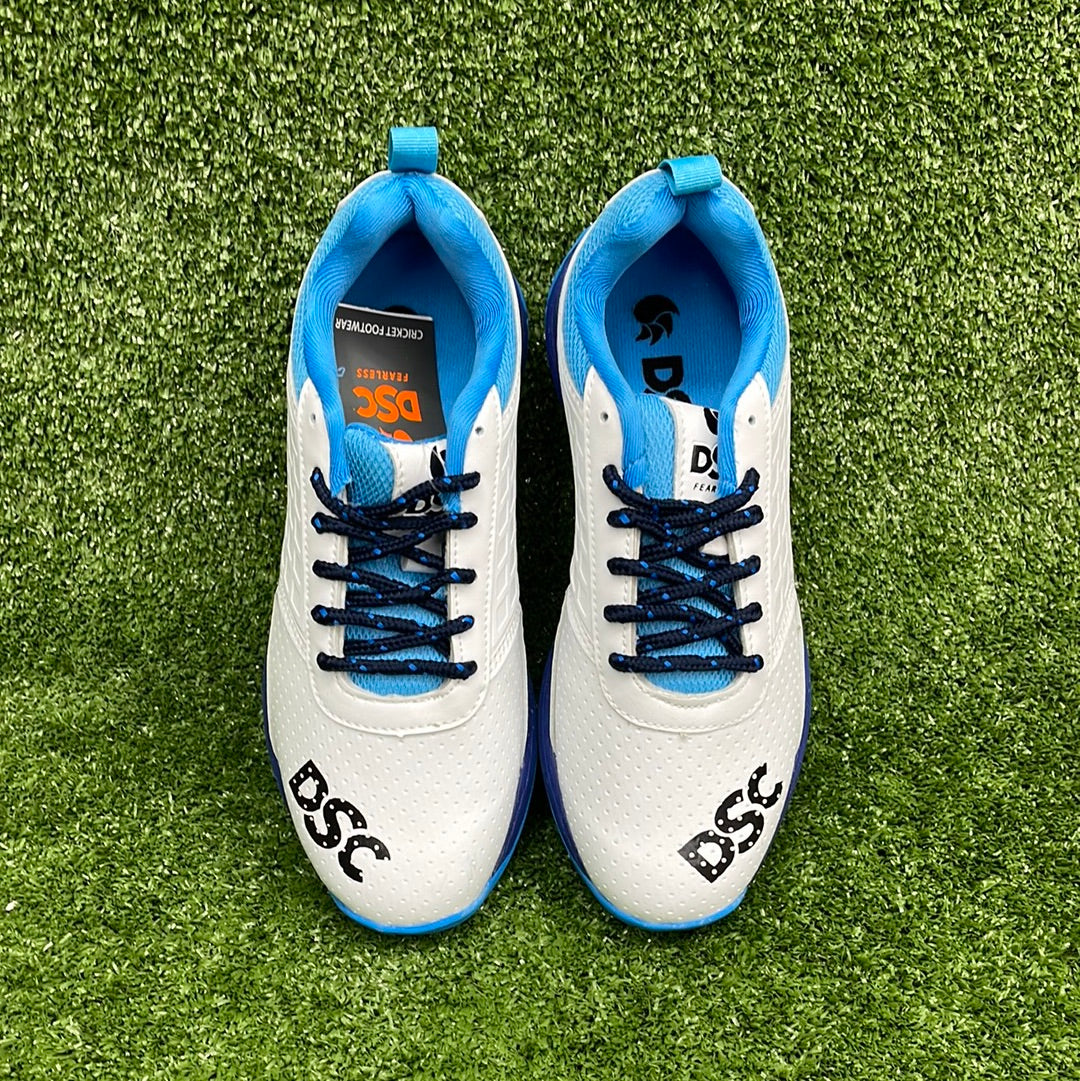 DSC Jaffa 22 White & Navy Junior Cricket Shoes - Lightweight & Comfortable for Kids Cricket Practice & Matches